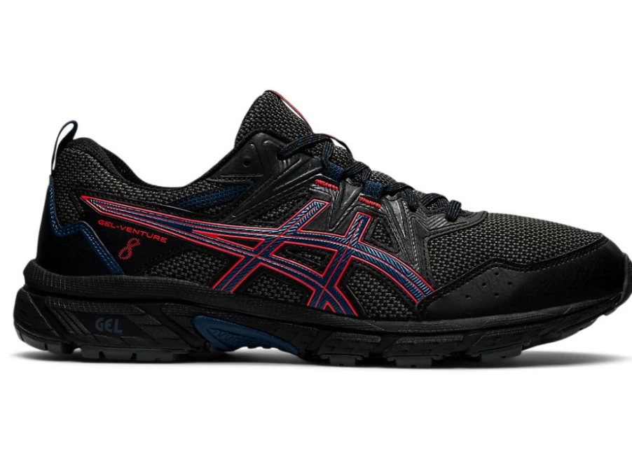ASICS GEL-VENTURE 8 Men's Running Shoes - Black/Fiery Red, Trail & Road Sneakers for Men