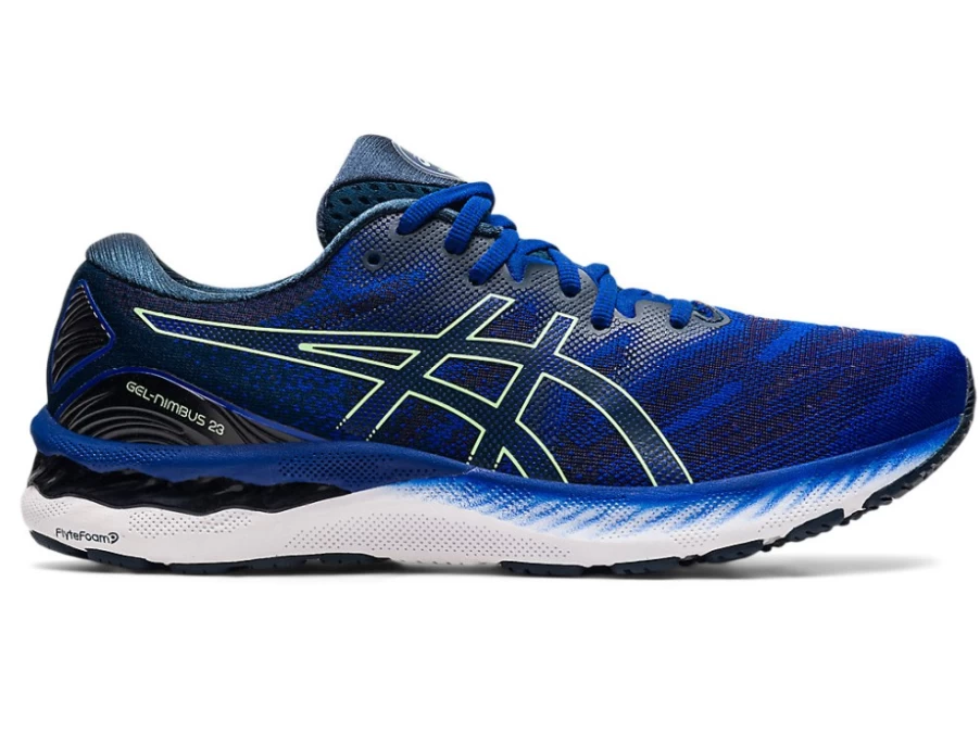 ASICS Men's GEL-NIMBUS 23 Running Shoes - Monaco Blue/Bright Lime