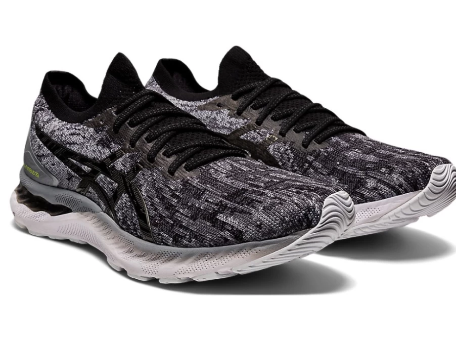 ASICS Men's GEL-NIMBUS 23 KNIT Running Shoes - Sheet Rock/Black