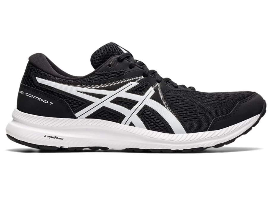 ASICS Men's GEL-CONTEND 7 Running Shoes - Black/White (4E Wide Width)