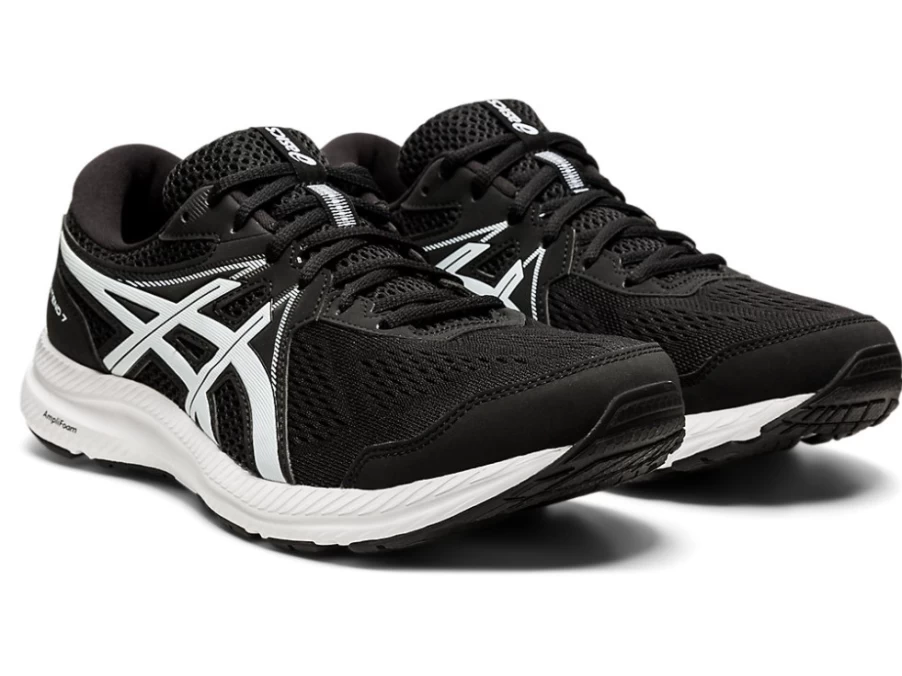 ASICS Men's GEL-CONTEND 7 Running Shoes - Black/White (4E Wide Width)