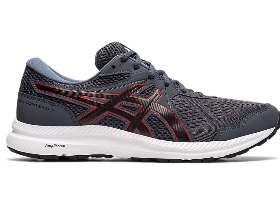 ASICS Men's GEL-CONTEND 7 Running Shoes in Carrier Grey/Classic Red (4E Wide Width)