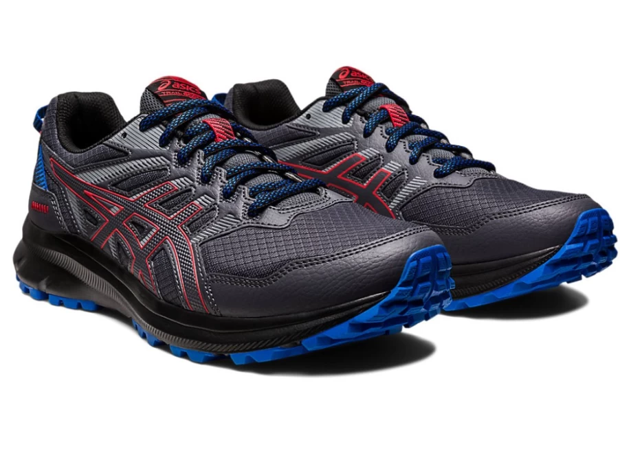 ASICS Men's TRAIL SCOUT 2 Running Shoes in Carrier Grey/Electric Red - Trail Scout II for Outdoor Fitness