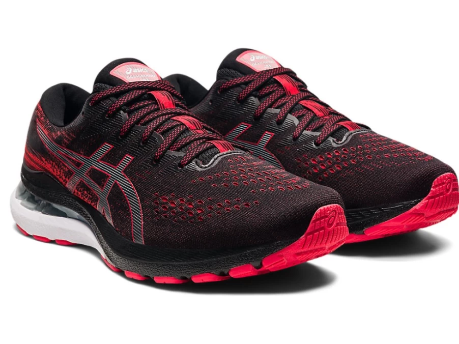 ASICS GEL-KAYANO 28 Men's Running Shoes - Black/Electric Red