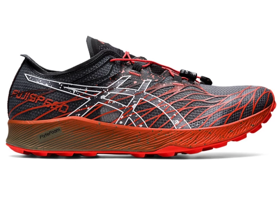 ASICS FujiSpeed Running Shoes for Men - Black/Cherry Tomato