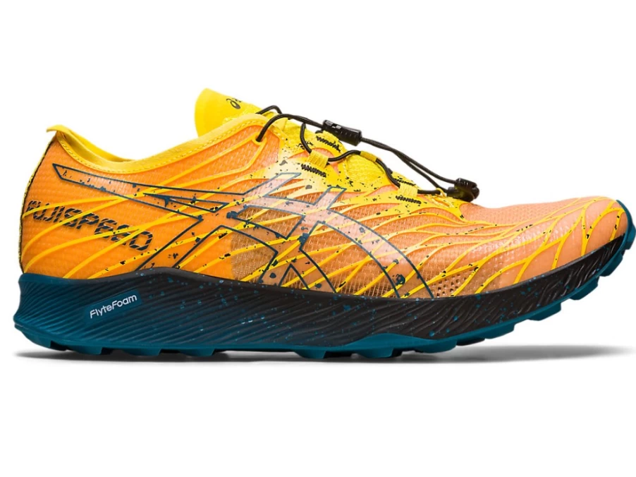 ASICS FujiSpeed Running Shoes for Men - Golden Yellow/Ink Teal - Lightweight Trail Runners