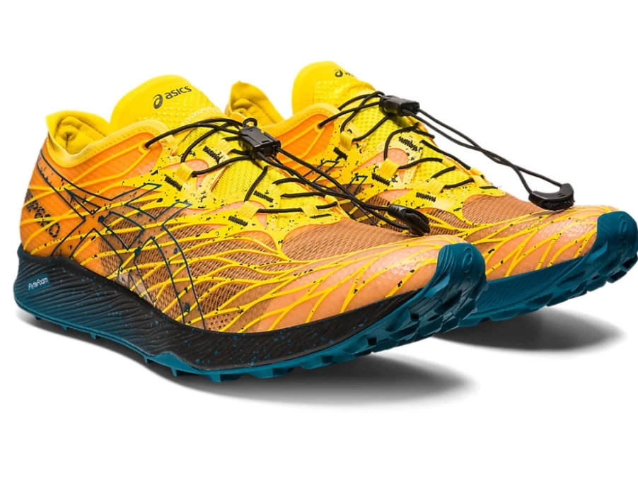ASICS FujiSpeed Running Shoes for Men - Golden Yellow/Ink Teal - Lightweight Trail Runners