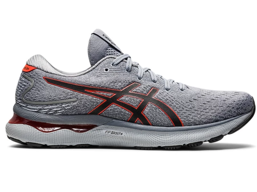 ASICS Men's GEL-NIMBUS 24 Running Shoes - Sheet Rock/Cherry Tomato