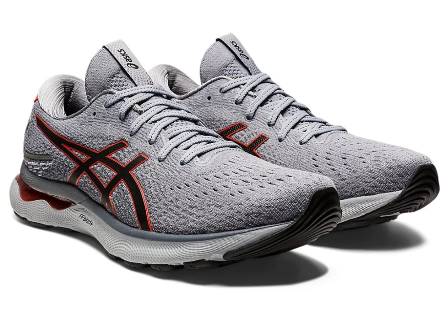 ASICS Men's GEL-NIMBUS 24 Running Shoes - Sheet Rock/Cherry Tomato
