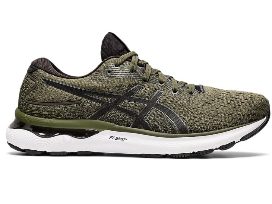 ASICS GEL-NIMBUS 24 Men's Running Shoes - Olive Canvas/Gunmetal