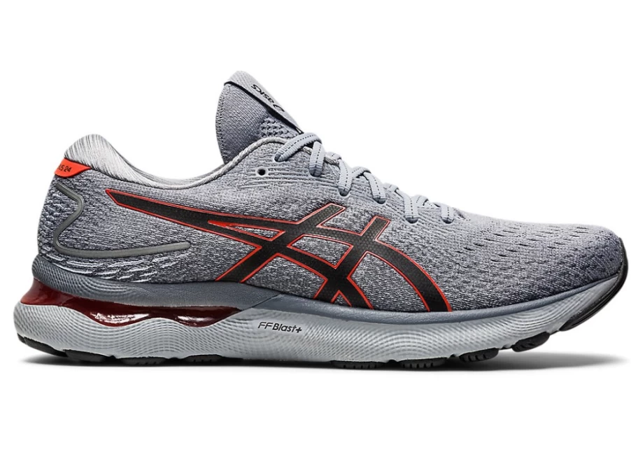 ASICS Men's GEL-NIMBUS 24 WIDE Running Shoes - Sheet Rock/Cherry Tomato