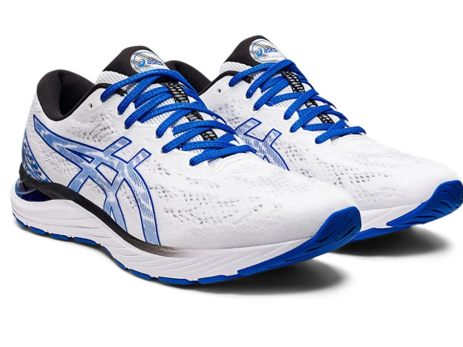 ASICS GEL-CUMULUS 23 Men's Running Shoes - White/Tuna Blue - Cushioned Road Trainers