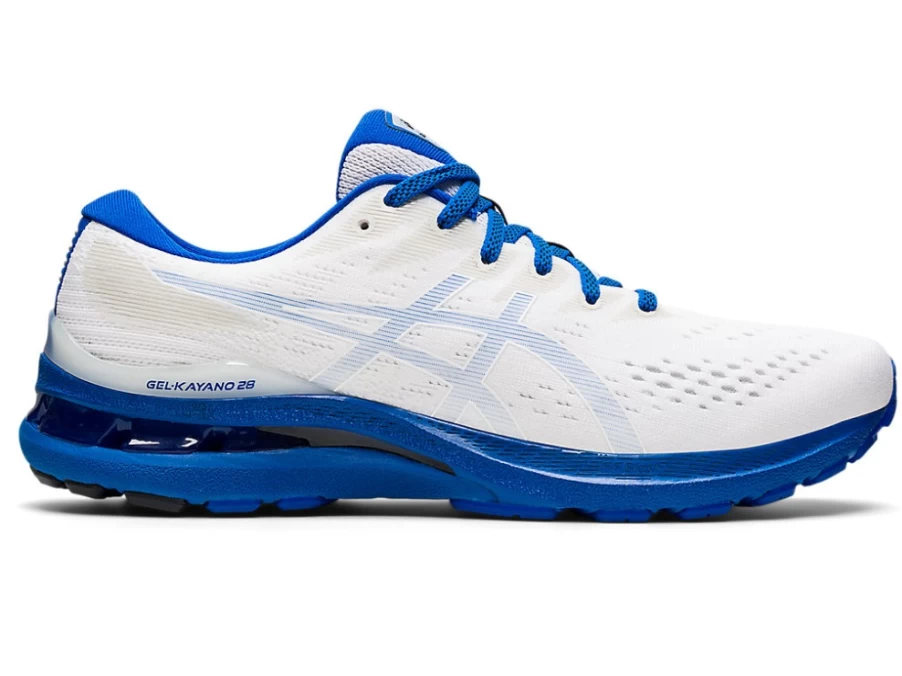 ASICS GEL-KAYANO 28 Men's Running Shoes - White/Tuna Blue - Stability & Cushioning Support