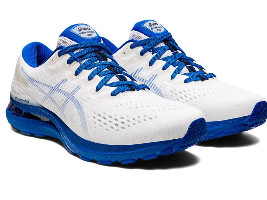 ASICS GEL-KAYANO 28 Men's Running Shoes - White/Tuna Blue - Stability & Cushioning Support