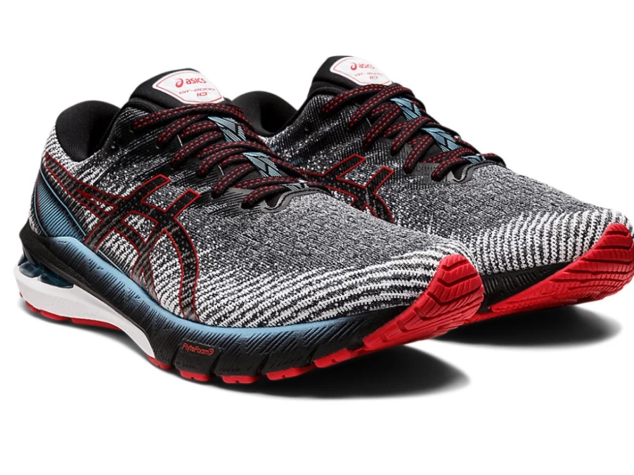 ASICS GT-2000 10 Running Shoes for Men - Black/Speed Red - Stability Athletic Sneakers