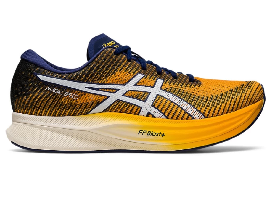 ASICS MEN's MAGIC SPEED 2 Running Shoes - Amber/White - Lightweight Performance Trainers