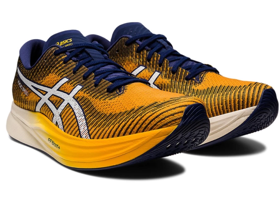 ASICS MEN's MAGIC SPEED 2 Running Shoes - Amber/White - Lightweight Performance Trainers