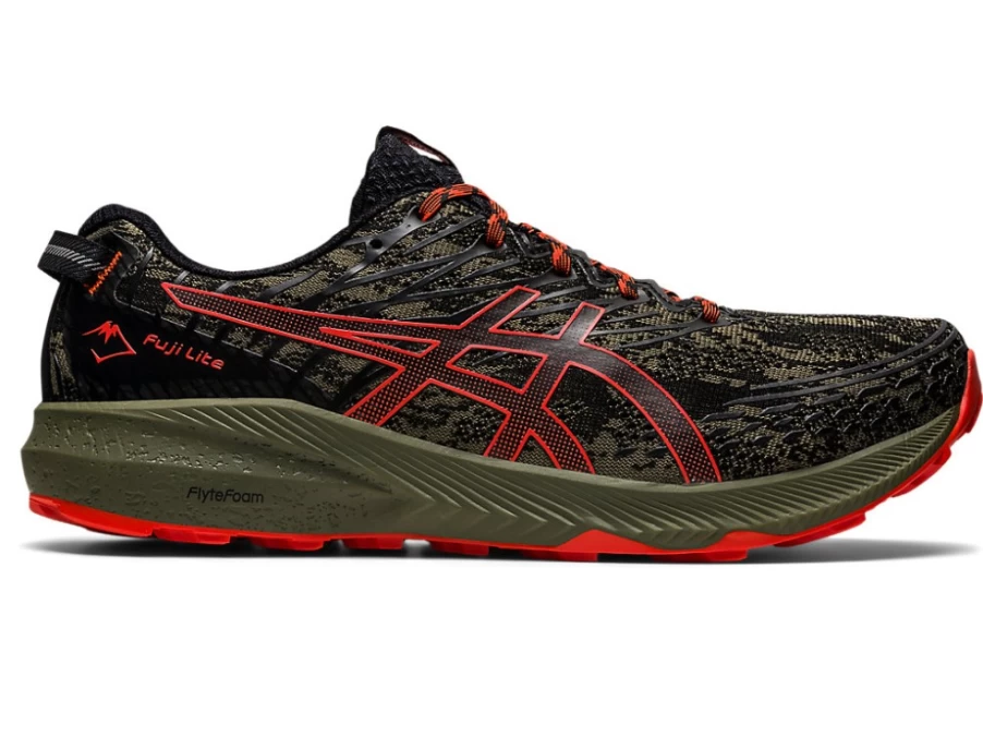 ASICS Fuji Lite 3 Men's Trail Running Shoes - Mantle Green/Cherry Tomato