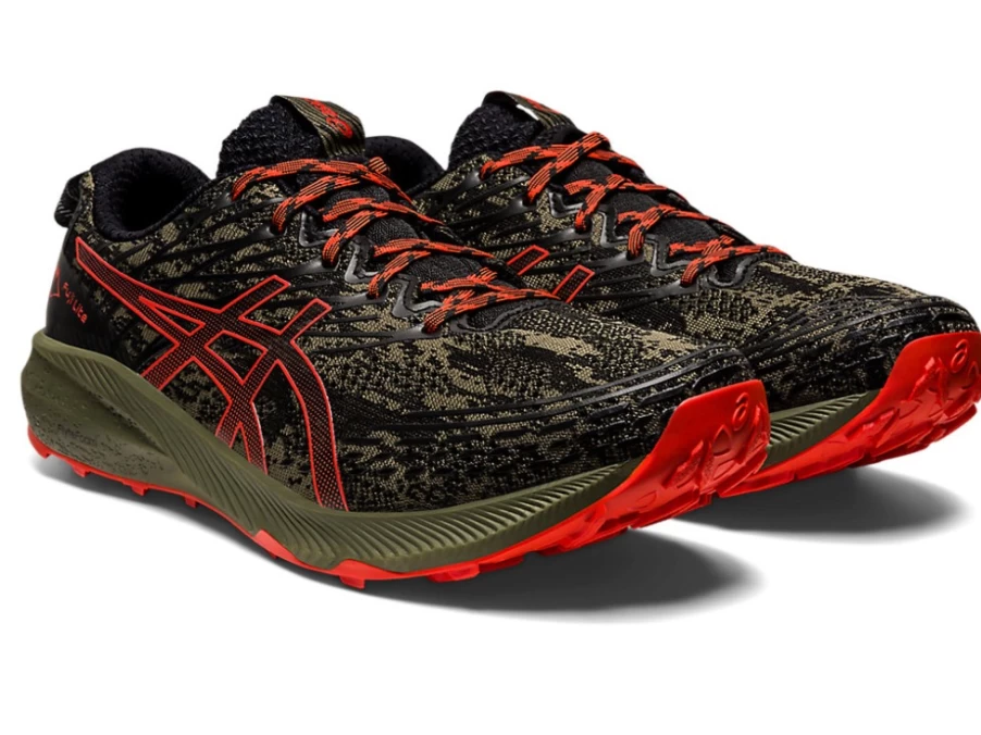 ASICS Fuji Lite 3 Men's Trail Running Shoes - Mantle Green/Cherry Tomato