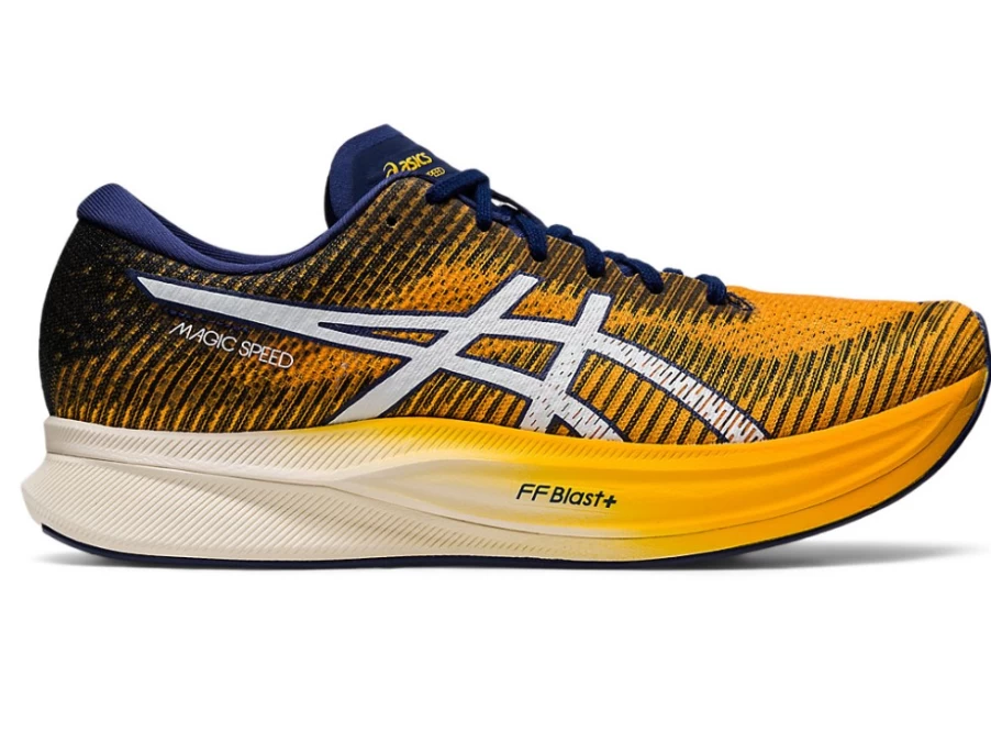 ASICS MAGIC SPEED 2 WIDE Running Shoes for Men - Amber/White - Lightweight Performance Trainers