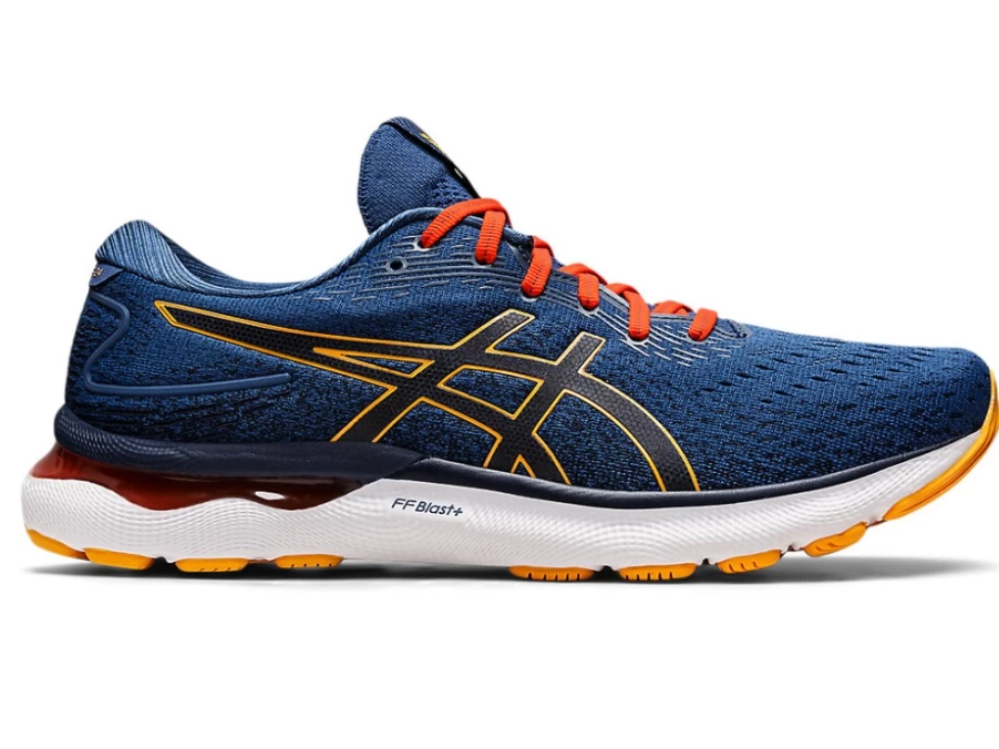 ASICS GEL-NIMBUS 24 Running Shoes for Men - Midnight Blue/Citrus - Cushioned Support & Comfort