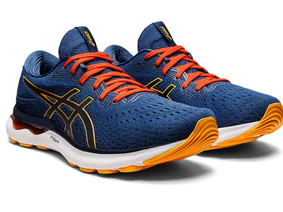 ASICS GEL-NIMBUS 24 Running Shoes for Men - Midnight Blue/Citrus - Cushioned Support & Comfort