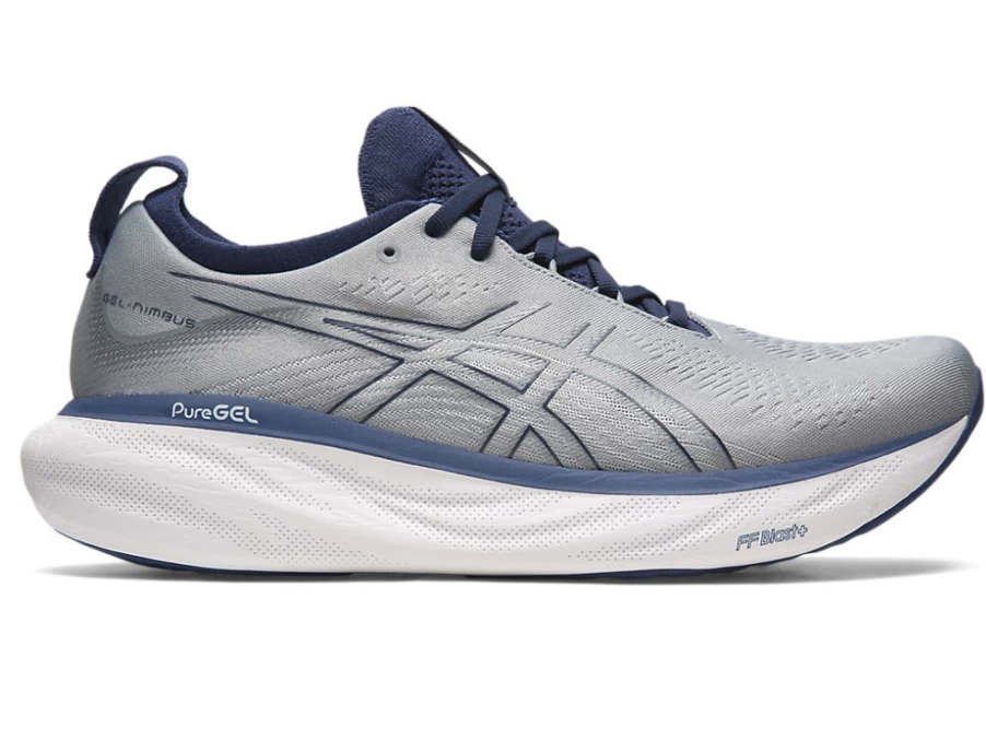 ASICS Men's GEL-NIMBUS 25 WIDE Running Shoes - Sheet Rock/Indigo Blue