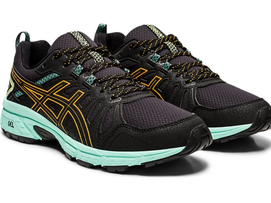ASICS Women's GEL-VENTURE 7 (D) Running Shoes - Black/Orange Pop
