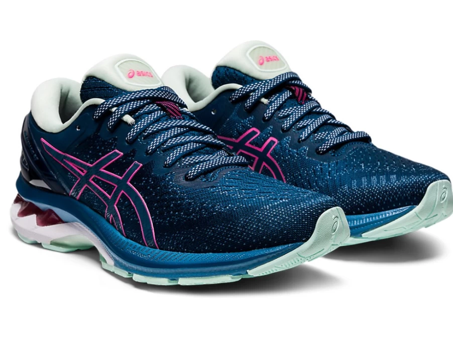 ASICS Women's GEL-KAYANO 27 Running Shoes - Mako Blue/Hot Pink