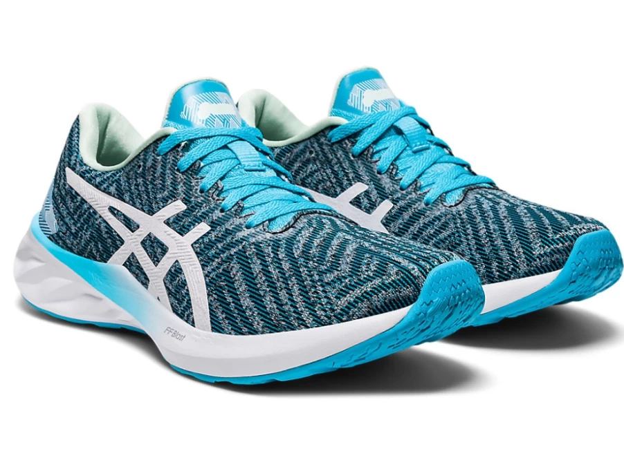 ASICS WOMEN'S ROADBLAST RUNNING SHOES IN AQUARIUM/WHITE