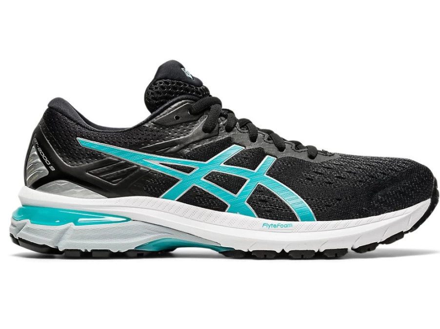 ASICS Women's GT-2000 9 Running Shoes in Black/Techno Cyan - Lightweight Stability Sneakers
