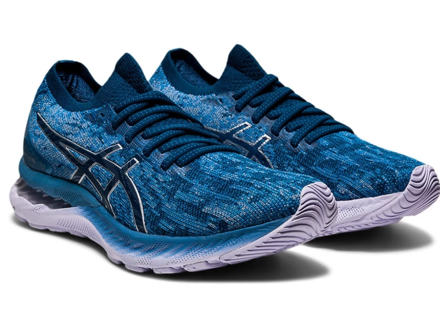 ASICS Women's GEL-NIMBUS 23 Running Shoes - Grey Floss/Mako Blue - Knit Upper for Comfort