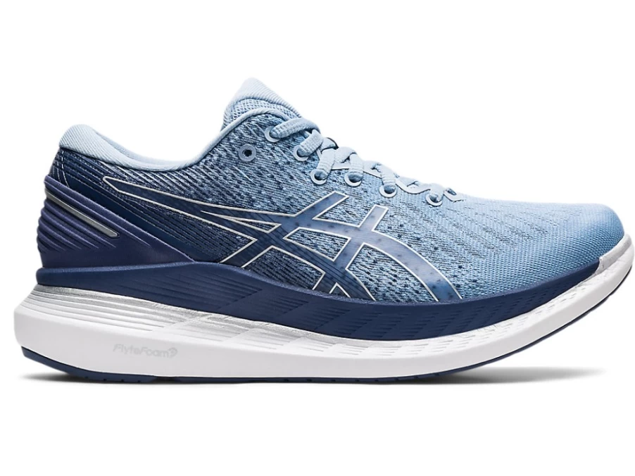 ASICS Women's GLIDERIDE 2 Running Shoes in Mist/Thunder Blue - Lightweight Cushioned for Long-Distance