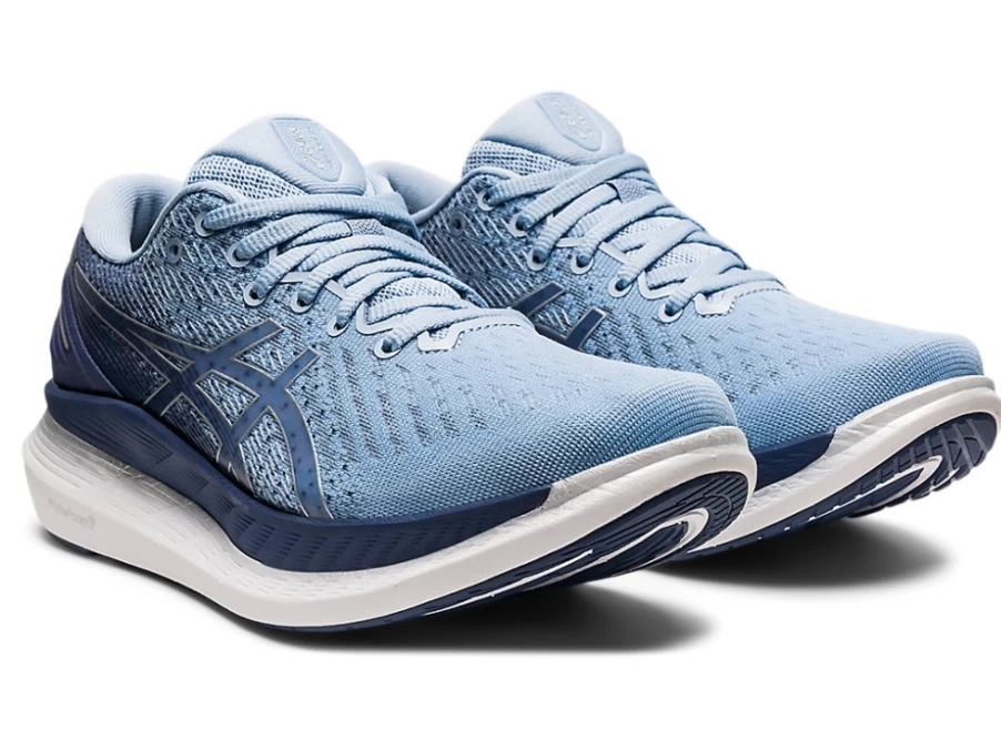 ASICS Women's GLIDERIDE 2 Running Shoes in Mist/Thunder Blue - Lightweight Cushioned for Long-Distance