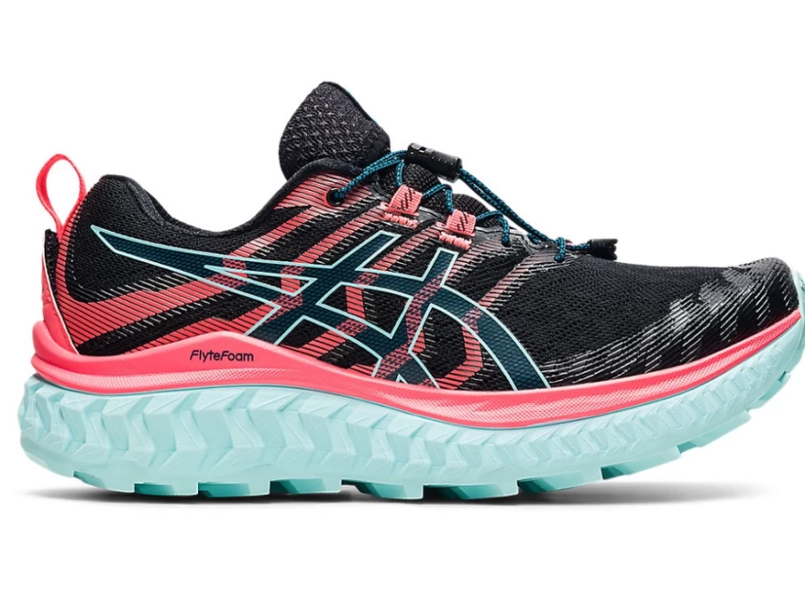 ASICS Women's TRABUCO MAX Running Shoes in Black/Blazing Coral