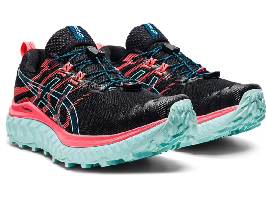 ASICS Women's TRABUCO MAX Running Shoes in Black/Blazing Coral