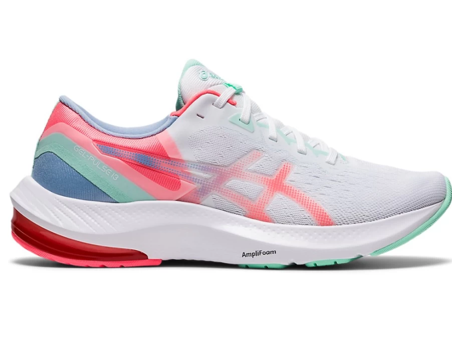 ASICS Women's GEL-PULSE 13 Running Shoes in White/Blazing Coral - Lightweight Cushioned Sneakers