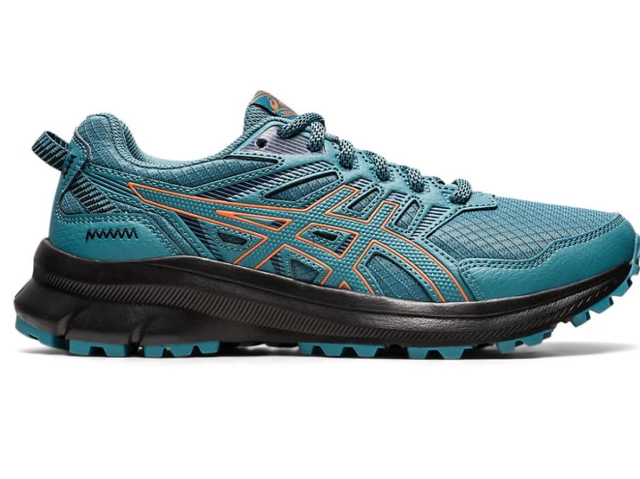 ASICS WOMEN'S TRAIL SCOUT 2 RUNNING SHOES IN MISTY PINE/NOVA ORANGE