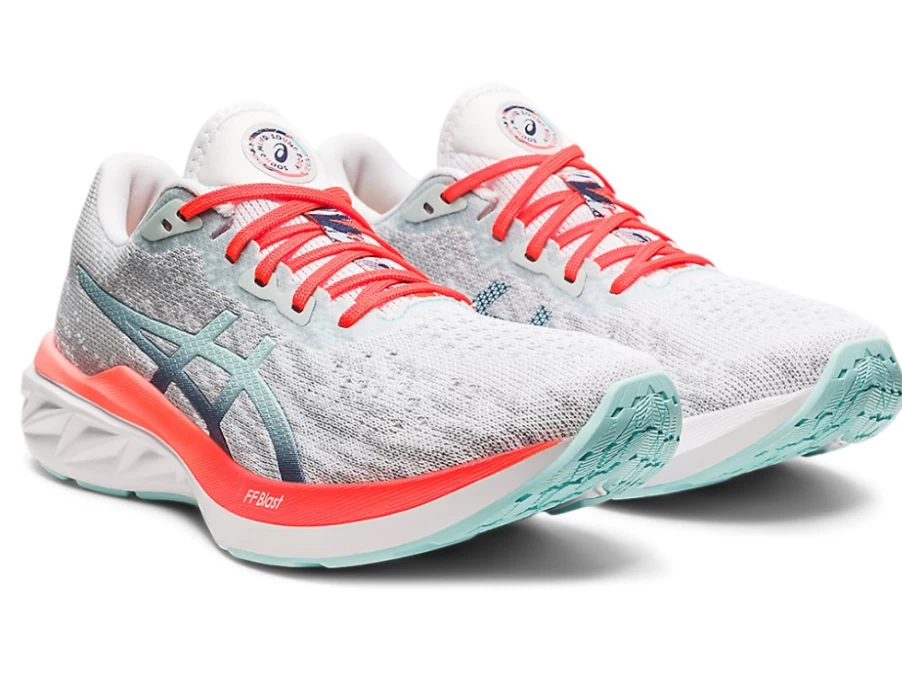 ASICS Women's DYNABLAST 2 Running Shoes - White/Thunder Blue