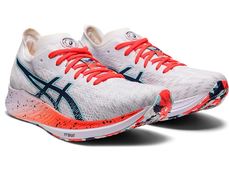 ASICS WOMEN'S MAGIC SPEED RUNNING SHOES - WHITE/THUNDER BLUE - LIGHTWEIGHT PERFORMANCE TRAINERS