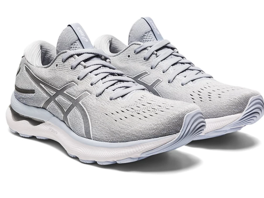 ASICS Women's GEL-NIMBUS 24 WIDE Running Shoes - Piedmont Grey/White
