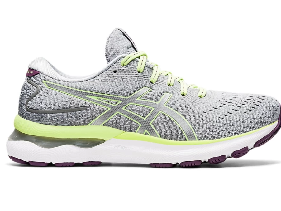ASICS Women's GEL-NIMBUS 24 Running Shoes - Piedmont Grey/Lime Green