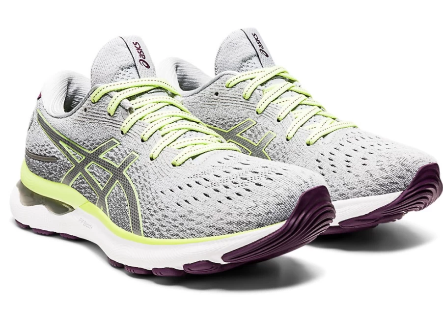 ASICS Women's GEL-NIMBUS 24 Running Shoes - Piedmont Grey/Lime Green