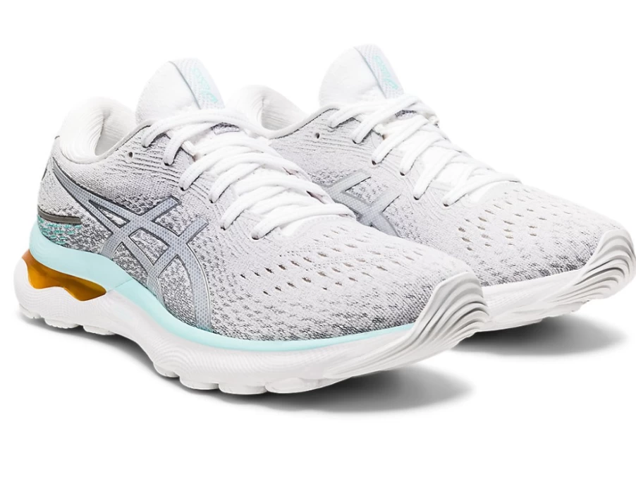 ASICS Women's GEL-NIMBUS 24 Running Shoes - White/Pure Silver