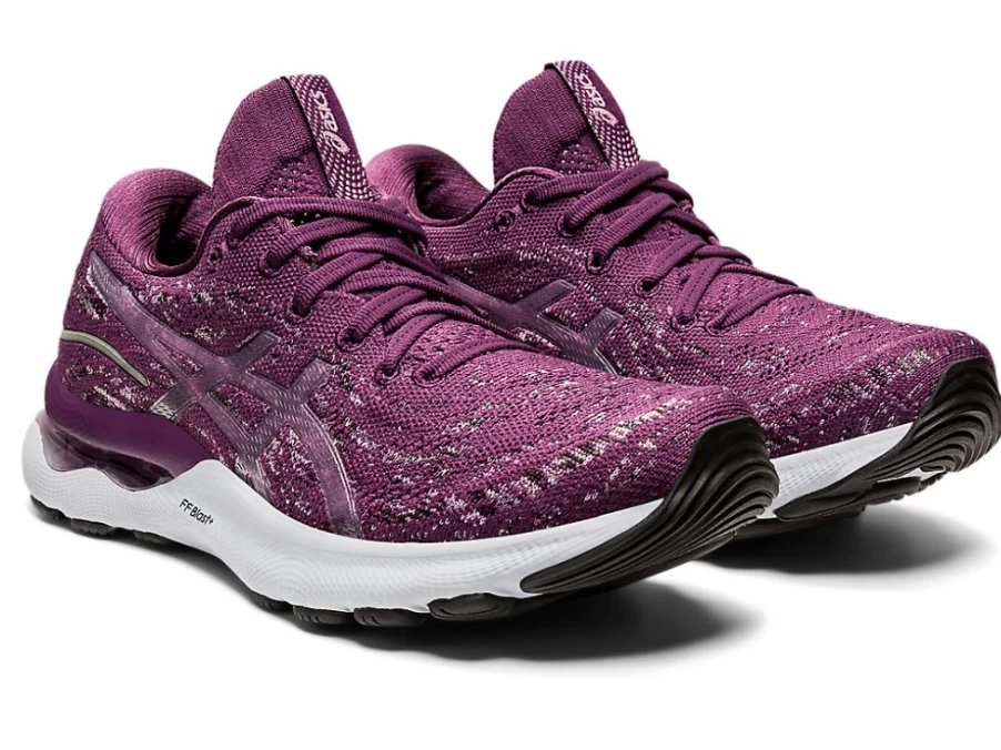 ASICS Women's GEL-NIMBUS 24 Running Shoes - Deep Plum/Rose Quartz, Cushioned Support for Comfort