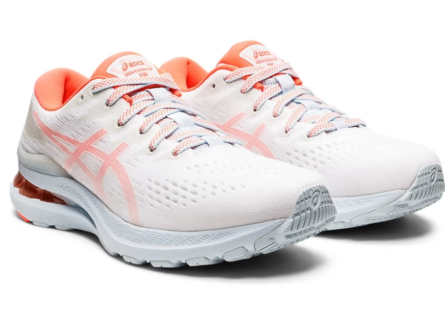 ASICS Women's GEL-KAYANO 28 Running Shoes - White/Flash Coral
