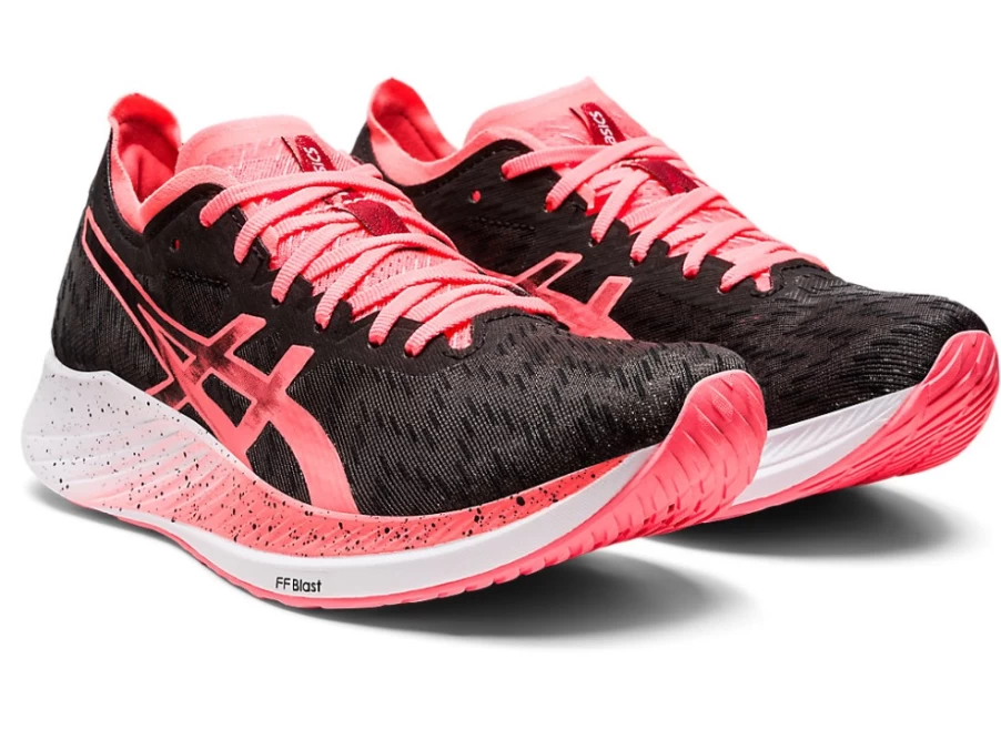 ASICS WOMEN'S MAGIC SPEED RUNNING SHOES - BLACK/BLAZING CORAL - LIGHTWEIGHT PERFORMANCE TRAINERS