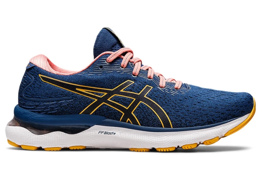 ASICS Women's GEL-NIMBUS 24 Running Shoes - Midnight Blue/Tiger Yellow