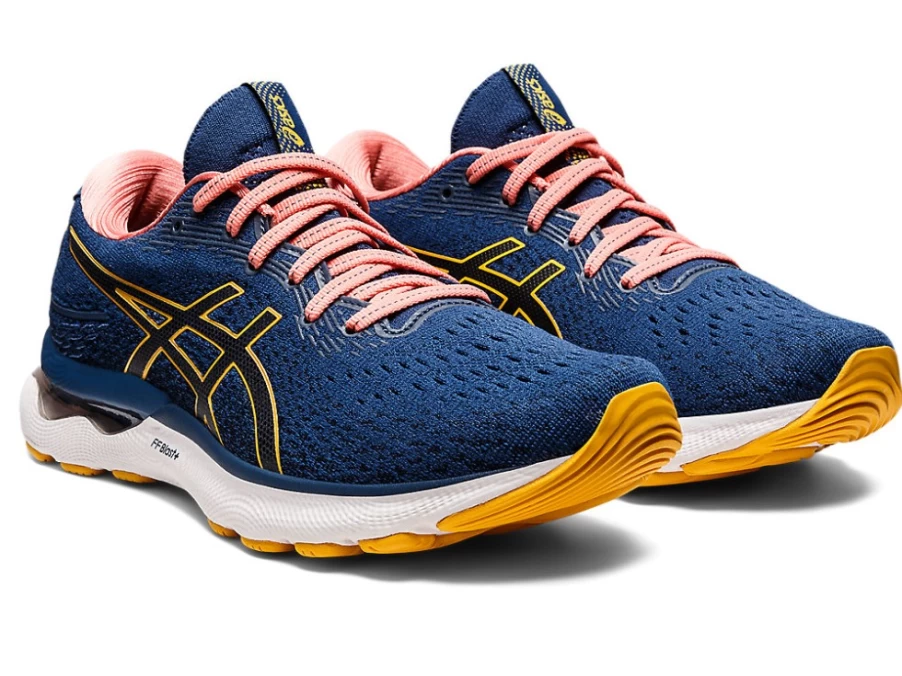 ASICS Women's GEL-NIMBUS 24 Running Shoes - Midnight Blue/Tiger Yellow