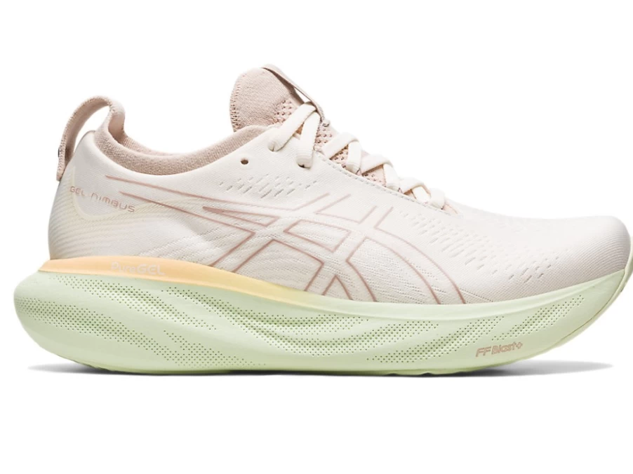 ASICS Women's GEL-NIMBUS 25 Running Shoes in Cream/Fawn - Premium Cushioned Sneakers